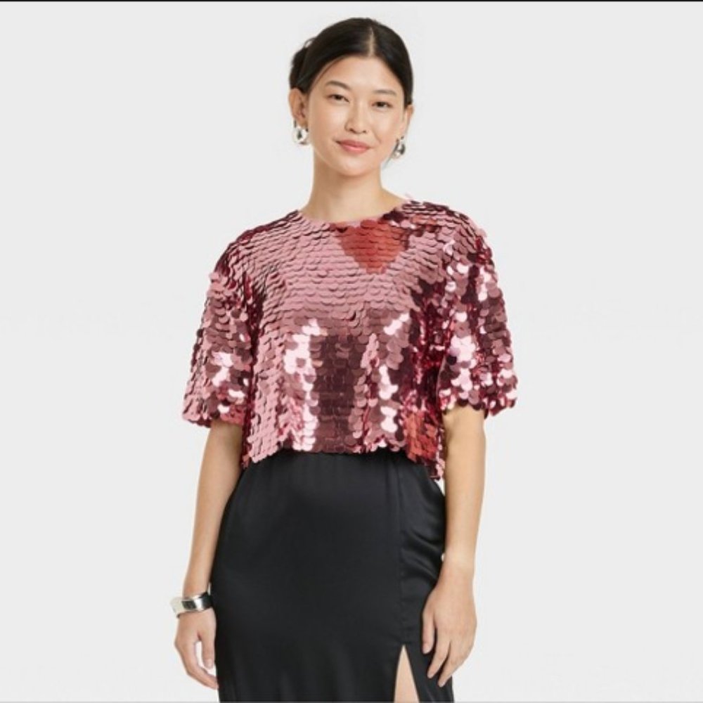 Sequin Pink Crop Top
